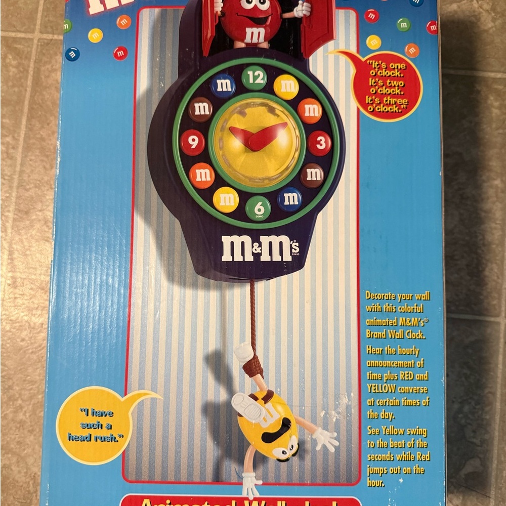 M&M'S Colorful Animated Wall Clock - Red, Yellow, Blue